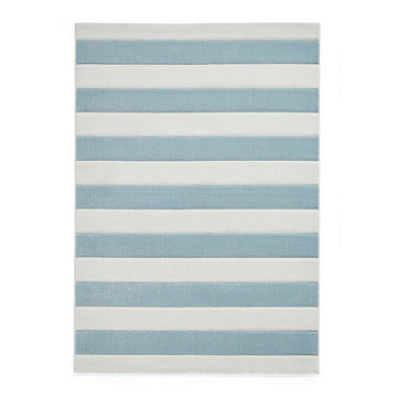 Catherine Lansfield Cove Stripe Modern Linear Durable Easy-Care Carved High Density Polyproplyene Blue/Cream Rug-Think Rugs-Rug Love - The Most Loved Rug Store